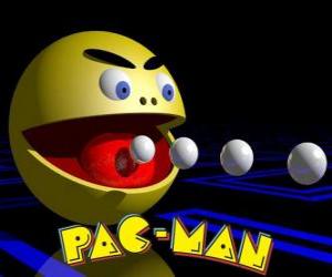 yapboz logolu Pac-Man yeme topları